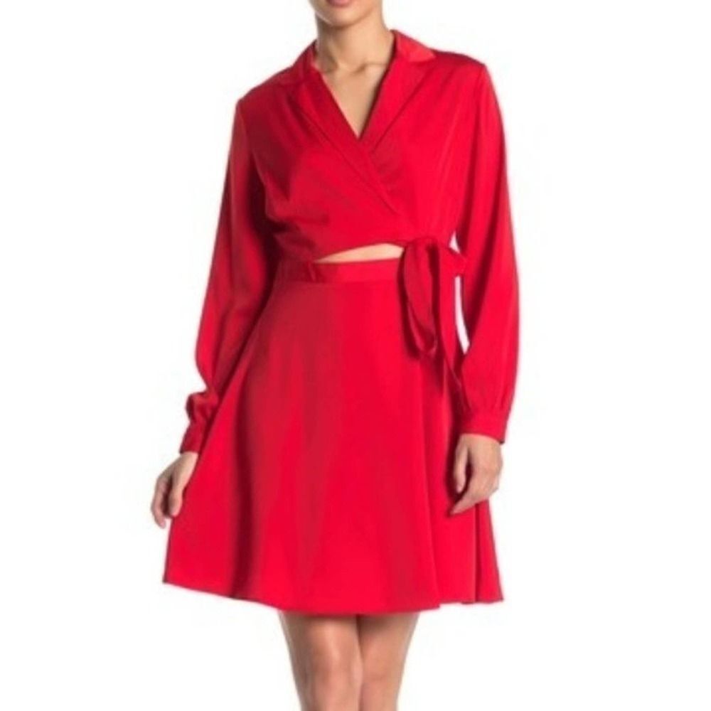 ASTR the Label Red Cutout Wrap Dress